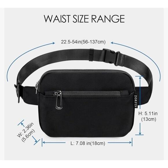 ZORFIN Fanny Packs for Women Men, Belt Bag with 5 Zipper Pockets, Fashion Waist - Picture 4 of 10